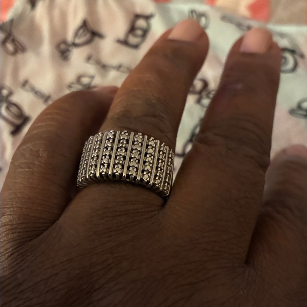 Silver Diamond Statement Ring - image 4